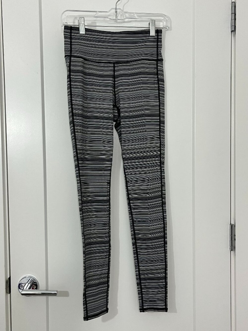 Athleta Small Black & White Striped High-Rise Leggings